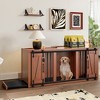 Dexmalle Luxury End of Bed Bench Ottoman with Sliding Barn Door,Dog Kennel - 2 of 4