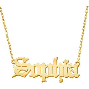 Custom Name Necklace 18K Gold Plated Personalized Nameplate Gift Old English Necklace - 1 of 4