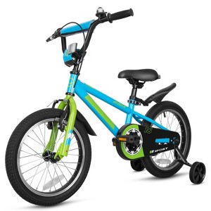 Hykolity 16 Inch Kids Bikes Boy Girl BMX Style Bicycle Ages 4 5 6 Years Old Coaster Brake Sport Cycling Child Bike with Training Wheels Turquoise Blue - 1 of 4