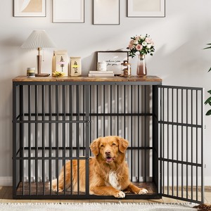 48" Dog Crate Furniture, Chew-Resistant Dog Kennel for Small Medium Dogs, Escape Proof Large Dog Cage, Side End Table for Small/Medium Dogs - 1 of 4