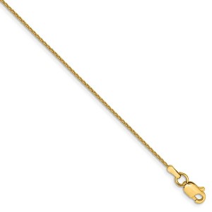 Black Bow Jewelry 1mm, 14k Yellow Gold, Solid Parisian Wheat Chain Anklet - 1 of 4