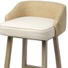 HomeRoots 24" Beige and Natural Solid Wood Fabric And Jute Low Back Counter Height Bar Chair - 4 of 4