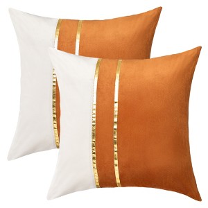 REGALWOVEN Velvet Soft Decorative Square Patchwork Throw Pillow Covers  2 Pcs - 1 of 4