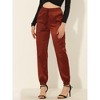 INSPIRE CHIC Women's Satin Drawstring Elastic High Waist Shiny Silky Cargo Pants - 2 of 4