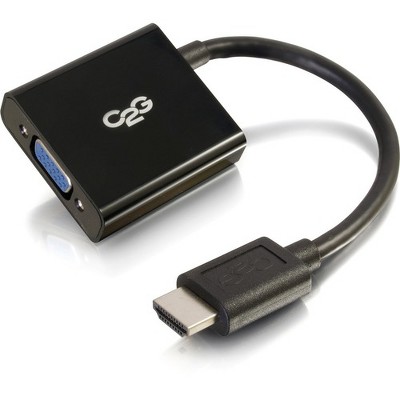 C2G 8in HDMI to VGA Adapter Converter Dongle - Black - HDMI/VGA for Video Device, Monitor, Notebook - 8" - 1 x HDMI Male Digital Audio/Video