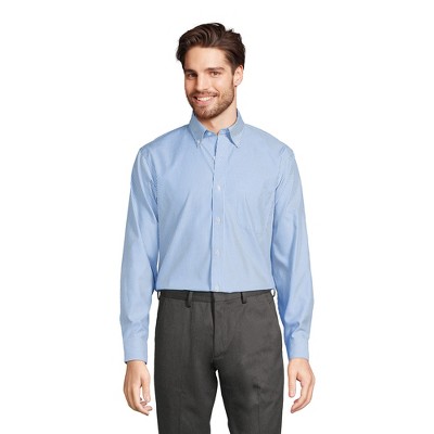 Lands' End Men's Traditional Fit Solid No Iron Supima Pinpoint Buttondown Collar Dress Shirt