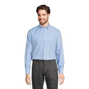 Lands' End Men's Traditional Fit Solid No Iron Supima Pinpoint Buttondown Collar Dress Shirt - 1 of 4