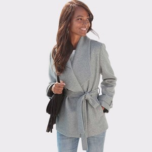 Women's Short Belted Coat - LASCANA - 1 of 4