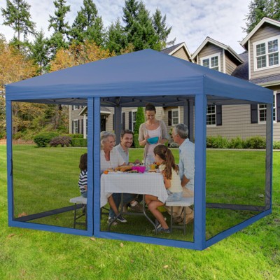 Pop Up Canopy Tent, Portable Easy Up Outdoor Screen Shelter with Mosquito Netting, Patented One Push Immediate Sun Shade with Wheeled Bag