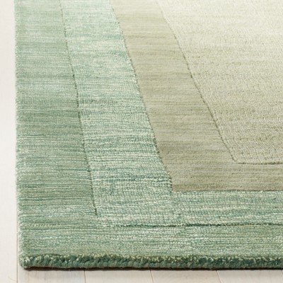 Green and Beige Hand-Tufted Wool Area Rug 4' x 6'