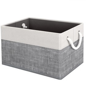 Itopfox Foldable Storage Baskets for Organizing Toys, Books, Shelves, Closet, Large Storage Box with Sturdy Rope Handles, White & Grey - 1 of 4