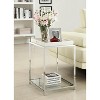 HomeStock Palm Beach End Table with Glass Shelves and Removable Reversible Tray, Modern Accent Side Table with Chrome Frame for Home - 2 of 4