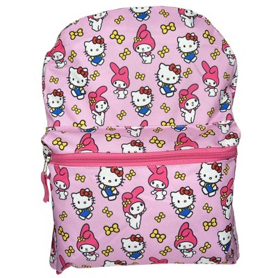My Melody All Over Nylon Pink Kids School Backpack 16" School Bookbag for Girls