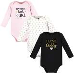 Hudson Baby Infant Girl Cotton Long-Sleeve Bodysuits, Girl Daddy 3-Pack