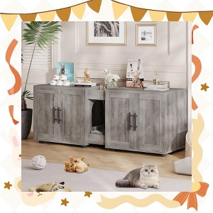 Garvee Elegant Double-Room Cat Litter Cabinet – Stylish Litter Box Enclosure for Two Cats with Storage and Cat Mat, 55”L x 17.7”W x 22.5”H - 1 of 4