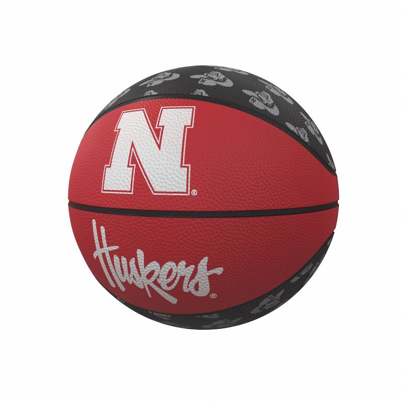 NCAA Nebraska Cornhuskers Repeating Logo Mini-Size Rubber Basketball, 1 of 2