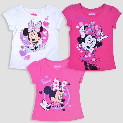 Toddler Girls 3pk Disney Mickey Mouse Friends Minnie Mouse Short Sleeve T Shirt Pink White Target