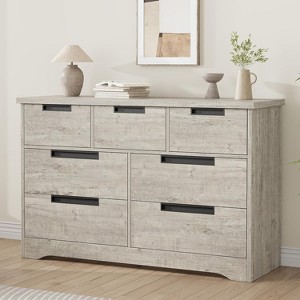 7 Drawer Dresser for Bedroom, Gray Modern Wooden Chest of Drawers with Embedded Handles Design, for Living Room, Bedroom - 1 of 4