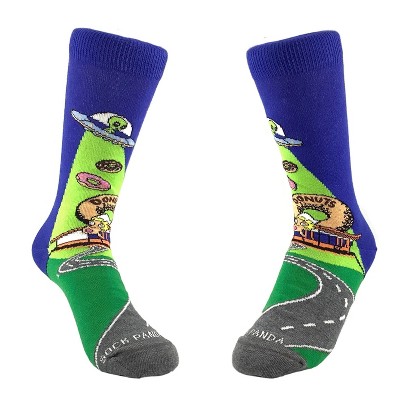 Alien Spaceships Love Donuts Socks from the Sock Panda (Tween Sizes, Small)