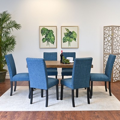NicBex Dining Room Table Set for 6 Morden Dining Table Set with Wooden Tabletop, Metal Legs and 6 Upholstered Chairs for Dining Room