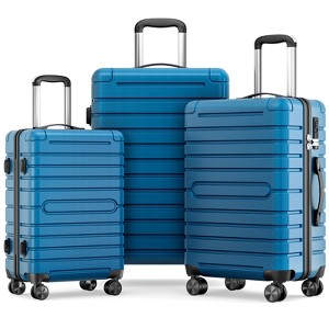 SKONYON 3 Piece Hardside Luggage Set with Spinner Wheels, TSA Locks, Lightweight ABS+PC Suitcases (20"/24"/28") for Travel, Business, Family Trips - 1 of 4