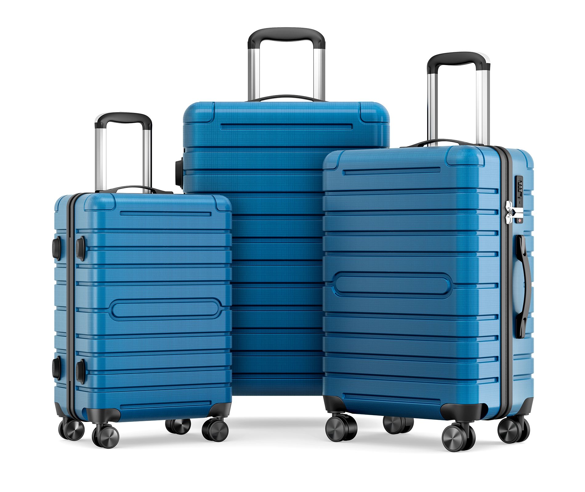 SKONYON 3 Piece Hardside Luggage Set with Spinner Wheels, TSA Locks, Lightweight ABS+PC Suitcases (20"/24"/28") for Travel, Business, Family Trips