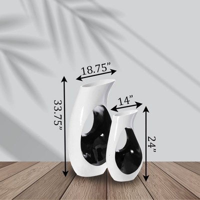 Elegant White Fiberglass 24" Tall Modern Floor Vase