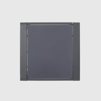 Gray Aluminum Patio Side Table Set with Frosted Glass Top