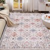 Machine Washable Vintage Floral Printed Area Rug Low Pile Non Slip Stain Resistant Oriental Medallion Design Boho Floor Rug for Living Room Bedroom - 2 of 4