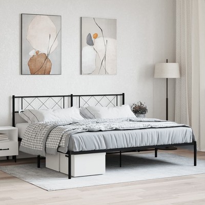 vidaXL Metal Bed Frame with Headboard Black 72 in.x83.9 in. California King