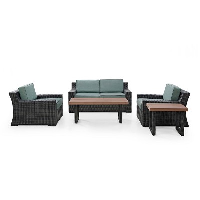 Beaufort 5pc Outdoor Wicker Conversation Set - Mist - Crosley