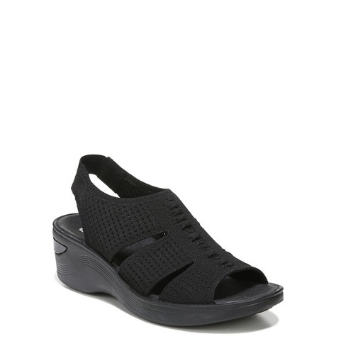 Bzees Womens Double Up Wedge Sandals Black 6.5 M Target