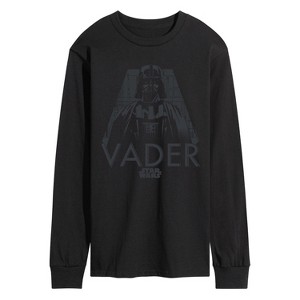 Men's - Star Wars - Grey Mono Darth Vader Long Sleeve Graphic T-Shirt - 1 of 3