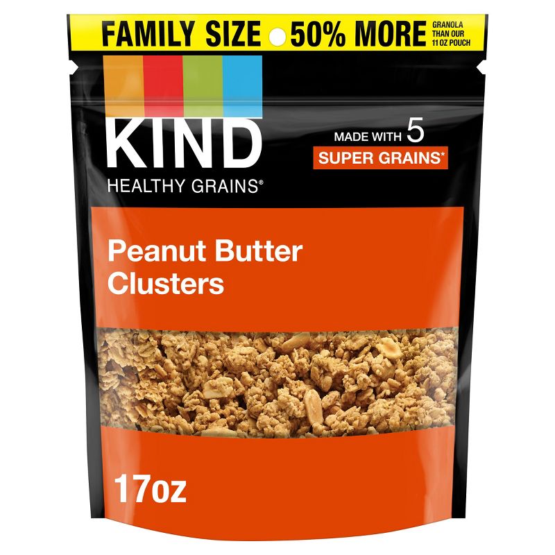 KIND Peanut Butter Whole Grain Clusters Granola - 17oz, 1 of 9