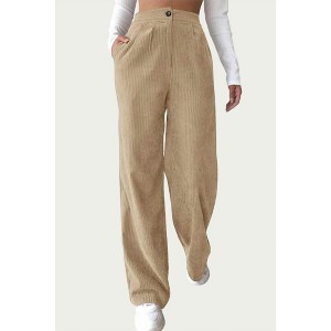 Women's HIGH-WAIST PLEATED CORDUROY PANTS - TREND SHOP - 1 of 3