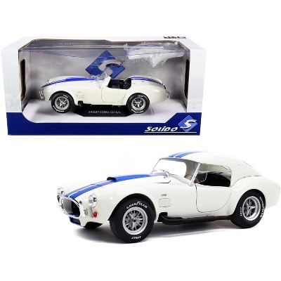 Shelby Cobra 427 S/C Convertible Wimbledon White with Blue Stripes 1/18 Diecast Model Car by Solido