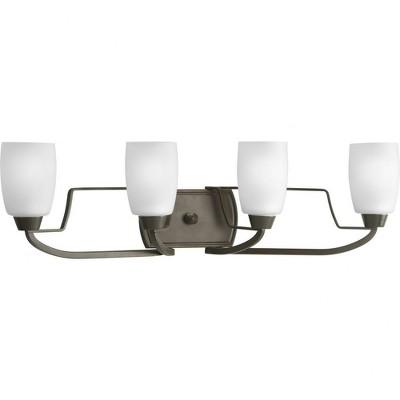 Progress Lighting Wisten 4-Light Bath Bracket, Antique Bronze, Etched Glass Shade