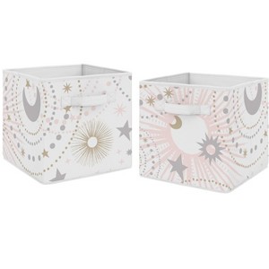 Sweet Jojo Designs Girl Set of 2 Kids' Decorative Fabric Storage Bins Celestial Pink Gold and Grey - 1 of 3