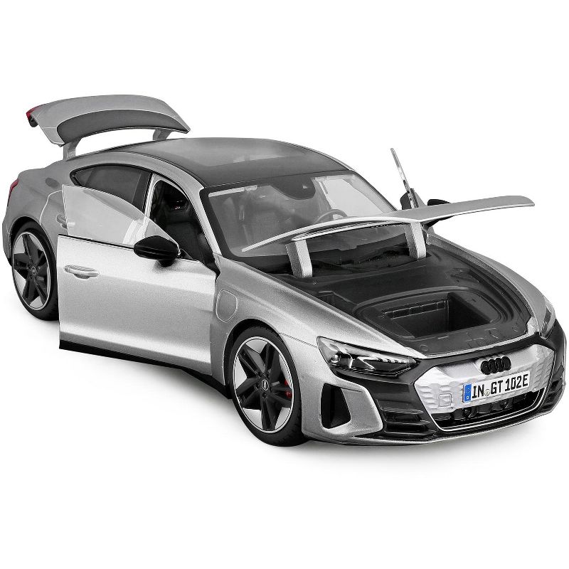 2022 Audi RS e-tron GT Silver Metallic with Sunroof 1/18 Diecast Model Car by Bburago, 2 of 6