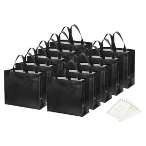 Unique Bargains Reusable Non-Woven Metallic Shiny Finish Gift Goodie Bags 12 Pcs - 1 of 4