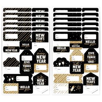 Big Dot of Happiness Hello New Year - Assorted NYE Party Gift Tag Labels - To and From Stickers - 12 Sheets - 120 Stickers