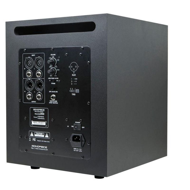 Monoprice 10in Powered Studio Multimedia Subwoofer with 200W Class AB Amp and Composite Cone, 3 of 6