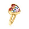 Ross-Simons Italian Multicolored Murano Glass Mosaic Floral Heart Ring in 18kt Gold Over Sterling - 3 of 4