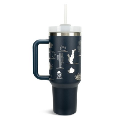 Elanze Designs Succulent Cactus Desert Plant 40 oz. Stainless Steel, Large Water Bottle Coffee Mug, Spill & Leak Resistant, Thermal Travel Tumbler