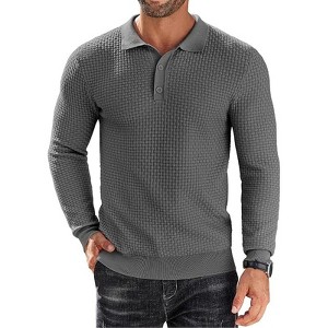 COOFANDY Men's Knit Polo Shirts Long Sleeve Sweater Polo Lightweight Fashion Casual Collared T Shirts - 1 of 4