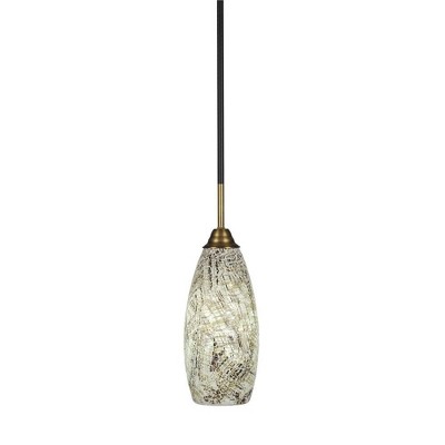 Toltec Lighting Paramount 1 - Light Pendant in  Matte Black/Brass with 5.5" Natural Fusion Shade
