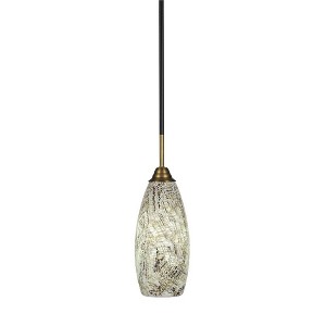 Toltec Lighting Paramount 1 - Light Pendant in  Matte Black/Brass with 5.5" Natural Fusion Shade - 1 of 1