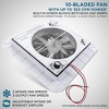 Hike Crew 11” RV Roof Vent Fan, 12V Manual Camper Fan with 3-Speeds & LED Light - White Lid - 3 of 4