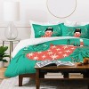 Deny Designs Full/Queen Carriecantwell Festive Feline Duvet Cover and Pillow Sham Green - 2 of 4