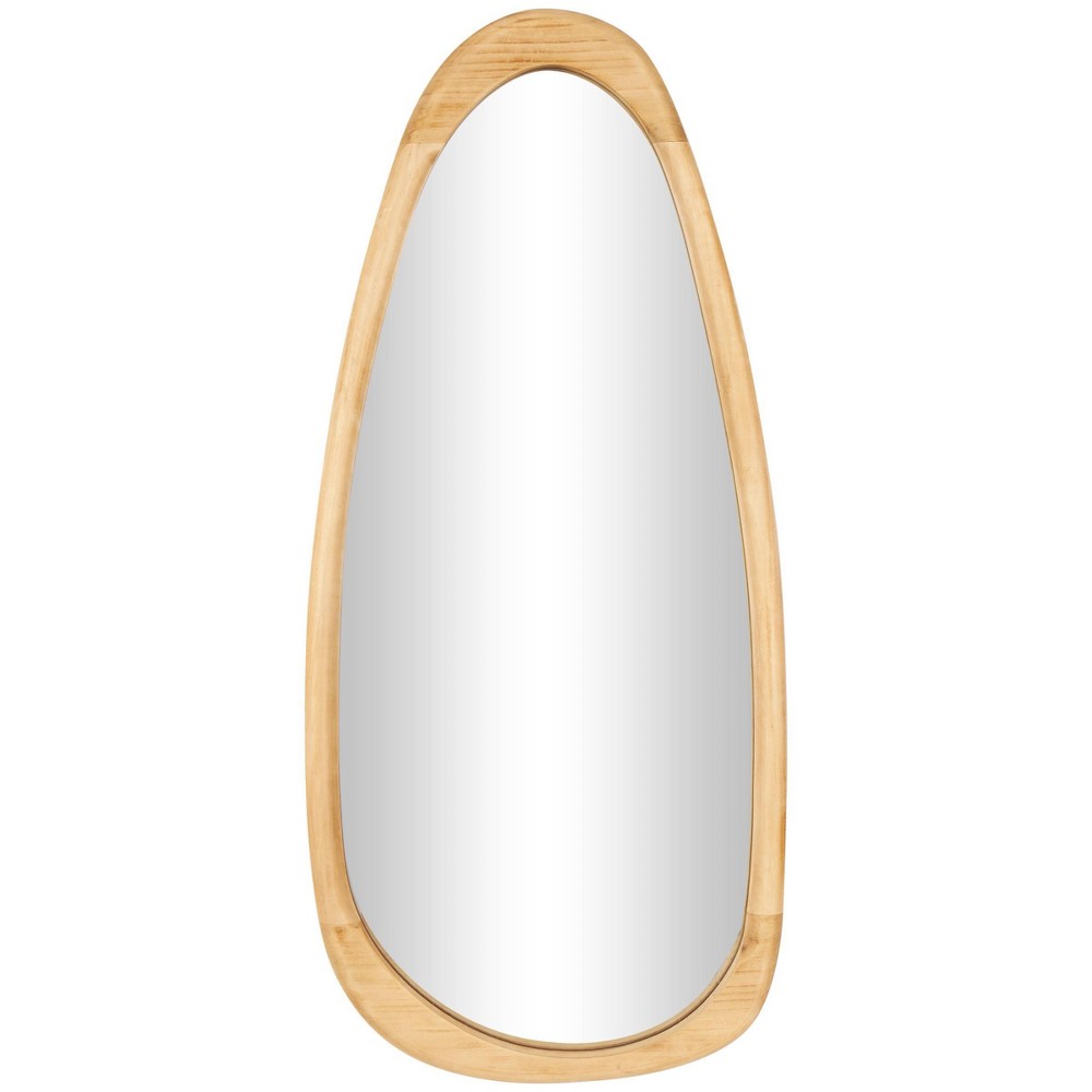 Photos - Wall Mirror 42"x19" Wood Oval  Brown - Olivia & May